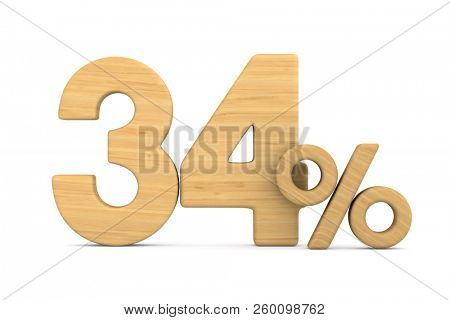 thrity four percent on white background. Isolated 3D illustration