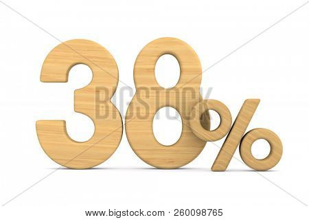 thrity eight percent on white background. Isolated 3D illustration