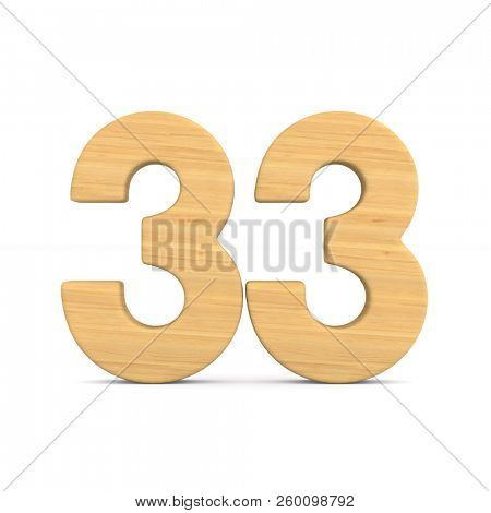Number thrity three on white background. Isolated 3D illustration