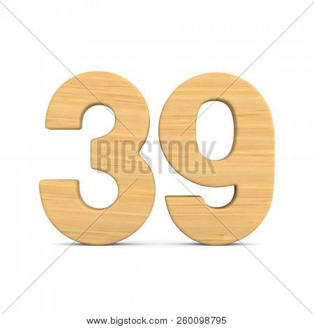 Number thrity nine on white background. Isolated 3D illustration
