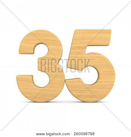 Number thrity five on white background. Isolated 3D illustration