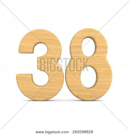 Number thrity eight on white background. Isolated 3D illustration
