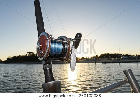 Fishing Rod And Reel On A Charter Boat