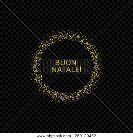 Italian Christmas Label. Buon Natale, Golden Confetti Label