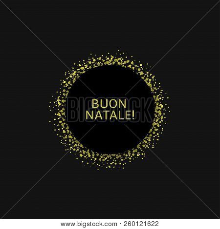 Italian Christmas Label. Buon Natale, Golden Confetti Label