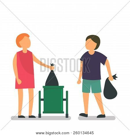 People Throw Garbage Concept Background. Flat Illustration Of People Throw Garbage Concept Backgroun