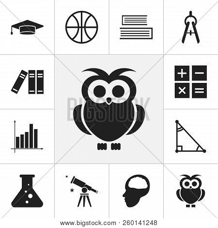 Set Of 12 Editable Teach Icons. Includes Symbols Such As Brain, Basketball Ball, Math Trigon And Mor