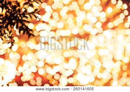 Colorful Golden Glitter Sparkle Background. Black Friday Shiny Pattern With Fireworks Bokeh. Christm