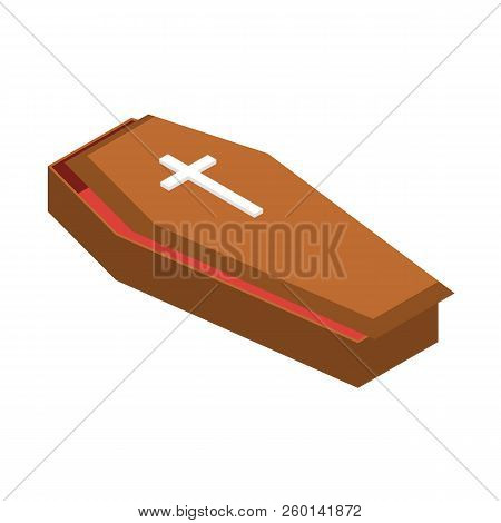 Coffin Icon. Isometric Of Coffin Icon For Web Design Isolated On White Background