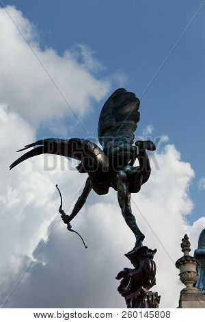 London, Uk - June 7, 2015: Eros Love Statue At Piccadilly Circus. Sculptor Alfred Gilberti ,1892