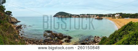 La Fosca Beach Summer Morning Landscape, Palamos, Girona, Costa Brava, Spain.