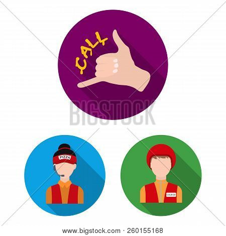 Pizza And Pizzeria Flat Icons In Set Collection For Design. Staff And Equipment Vector Symbol Stock 