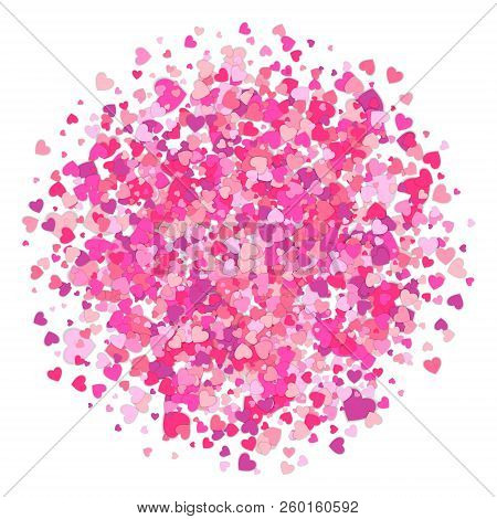 Valentines Day Background. Confetti Of Hearts. Heart Shapes Isolated On White Background. Love Conce