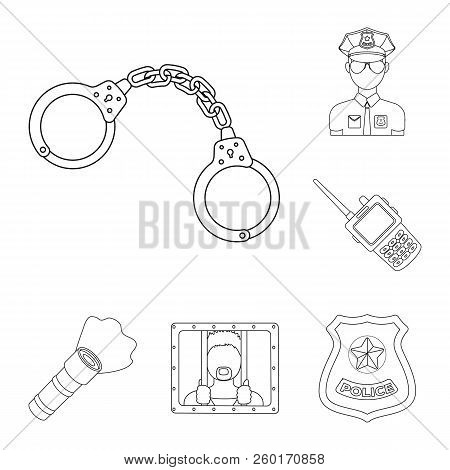 Police, Department Outline Icons In Set Collection For Design.detective And Accessories Vector Symbo