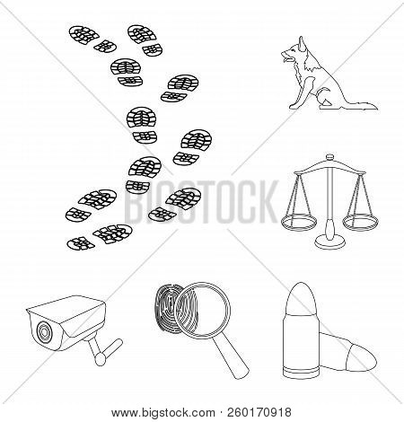 Prison And The Criminaloutline Icons In Set Collection For Design.prison And Attributes Vector Symbo