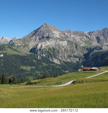 Beautiful Landscape In Gsteig Bei Gstaad, Swiss Alps