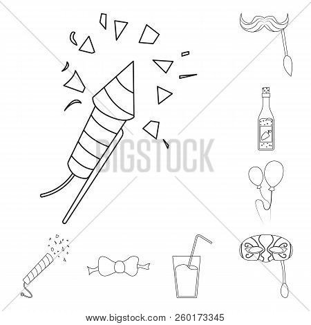 Vector Illustration Of Party And Birthday Symbol. Set Of Party And Celebration Vector Icon For Stock