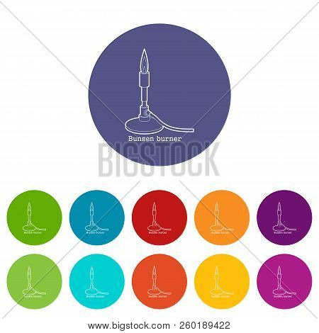 Bunsen Burner Icon In Outline Style Isolated On White Background Illustration