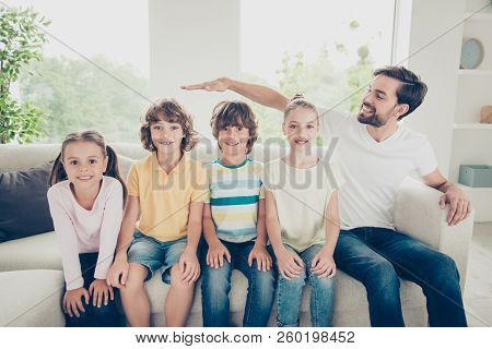 Leisure, Lifestyle Meisure Concept. You Obedient Grow So Fast! Cheerful, Sweet Family Sit On Couch I
