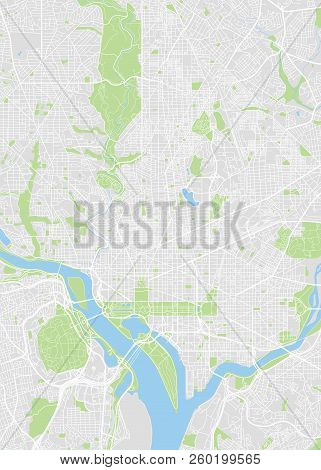 City Map Washington, Color Detailed Plan, Vector Illustration