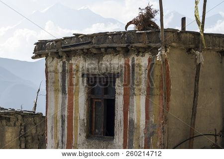 Asian Mountain Village In Lower Mustang, Jhong, Nepal, Himalaya, Annapurna Conservation Area