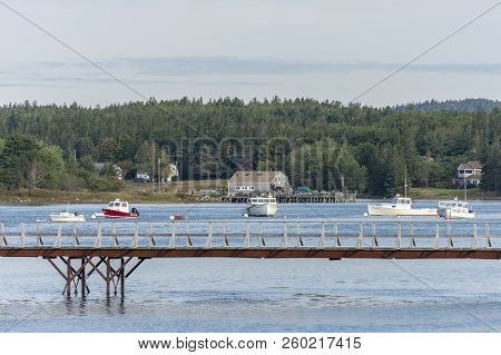 Bass Harbor, Maine, Usa - September 21, 2018: Lobster Boats Moored In Bass Harbor