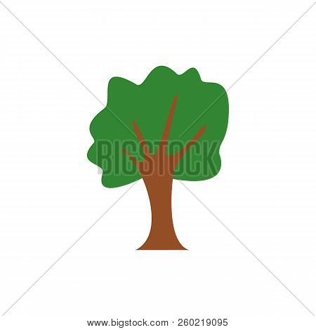Vector Illustration.green Flat Tree Isolated On White Background.