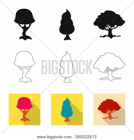 Vector Illustration Of Tree And Nature Icon. Set Of Tree And Crown Vector Icon For Stock.