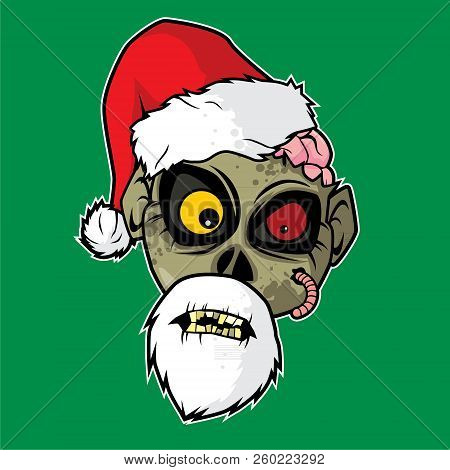 Design Of The Zombie Head Character - Santa Claus Zombie