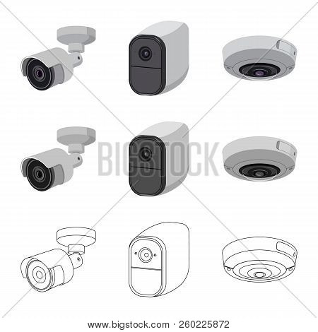 Vector Design Of Cctv And Camera Icon. Collection Of Cctv And System Stock Vector Illustration.