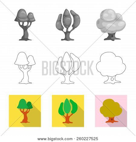 Vector Design Of Tree And Nature Icon. Set Of Tree And Crown Vector Icon For Stock.