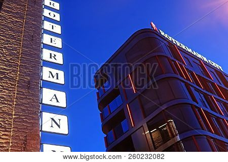 Tallinn, Estonia - August 29, 2018: Old And Modern Architecture Of Rotermann Quarter In The Evening