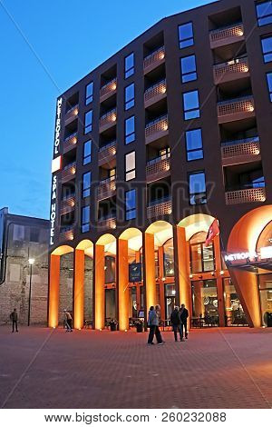 Tallinn, Estonia - August 29, 2018: Modern Architecture Of Metropol Hotel In Rotermann Quarter In Th