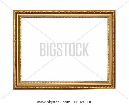 Old Gold Frame On White Background With Clipping Path