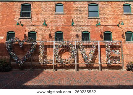 Toronto, Canada - September 18, 2018: Distillery District (former Gooderham & Worts Distillery) - Hi