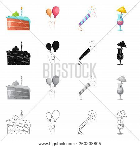 Vector Illustration Of Party And Birthday Logo. Collection Of Party And Celebration Vector Icon For 
