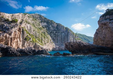 Blue Caves In Greece On The Island Of Zakynthos.