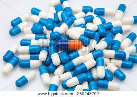 Many Capsules For The Health On White Background