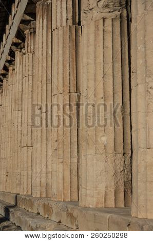 Columns Of Temple Of Hephaestus In Ancient Agora, Athens, Greece