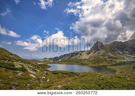 View On The Seven Rila Lake Region In The Bulgarian Mountain Rila. Lake Bliznaka