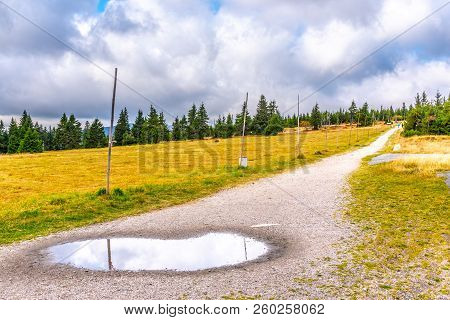 Tourist Road In The Middle Of Mountain Landscape, Giant Mountains, Krkonose, Czech Republic