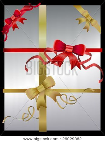 Gold And Red Vector Bows And Ribbons