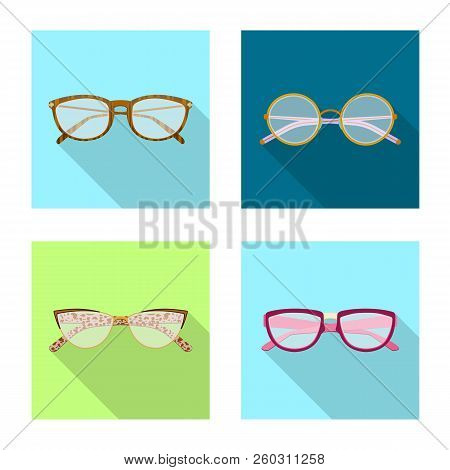 Vector Illustration Of Glasses And Frame Sign. Collection Of Glasses And Accessory Vector Icon For S