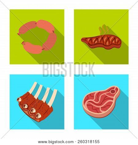 Vector Design Of Meat And Ham Logo. Set Of Meat And Cooking Stock Vector Illustration.