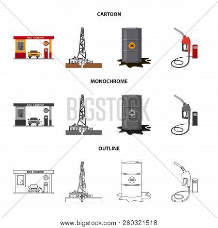 Vector Illustration Of Oil And Gas Icon. Set Of Oil And Petrol Stock Vector Illustration.