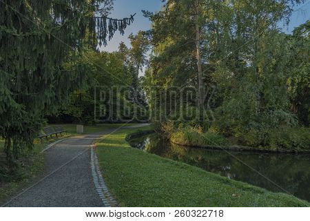 Pond Near Velke Losiny Castle In Summer Sunny Morning