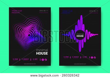 Poster Of Electronic Music Night Party. Abstract Vector Background. Colorful Wave Lines And Equalize