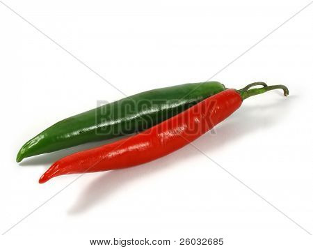 Red and green chili peppers