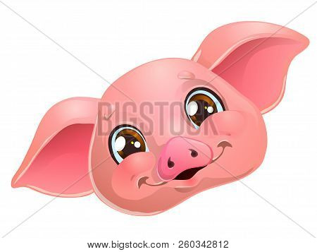 Lovely Yellow Pig Head With Bow On White