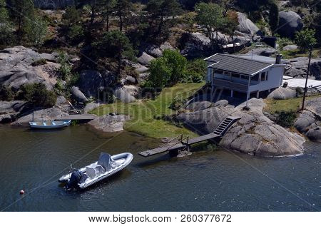 Marina of the Norwegian fishing town Hvaler . June 19,2018. Hvaler,Norway